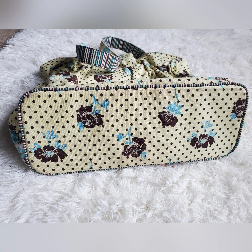Vintage Y2k Quilted Floral Blue & Yellow Diaper Bag 2 Front Pockets NWOT NOS NDS - Picture 5 of 8